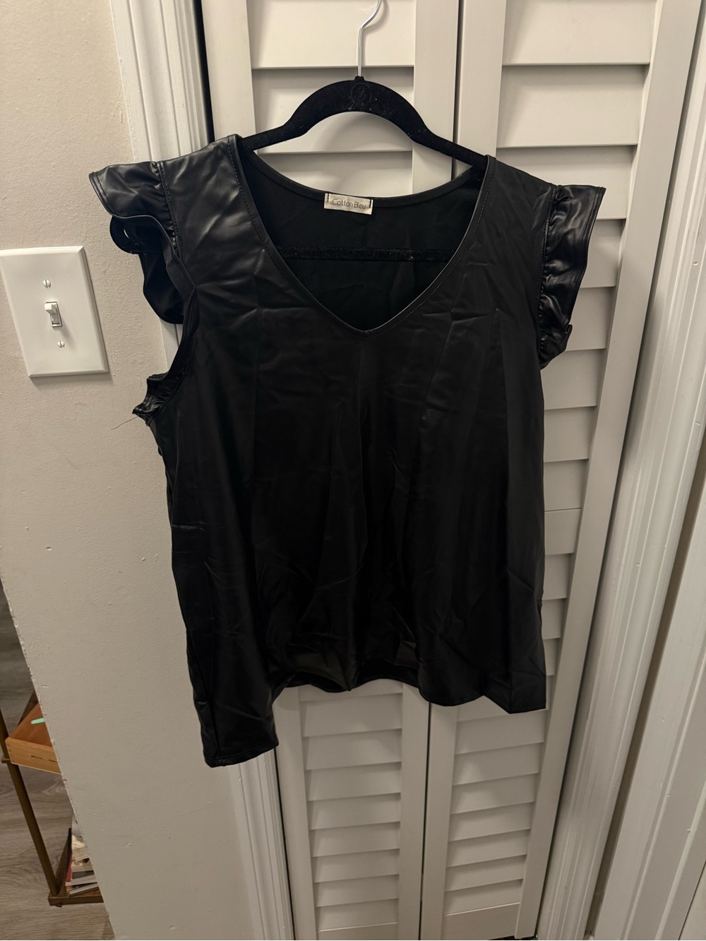 Black V-Neck Ruffle Sleeve Camisole
